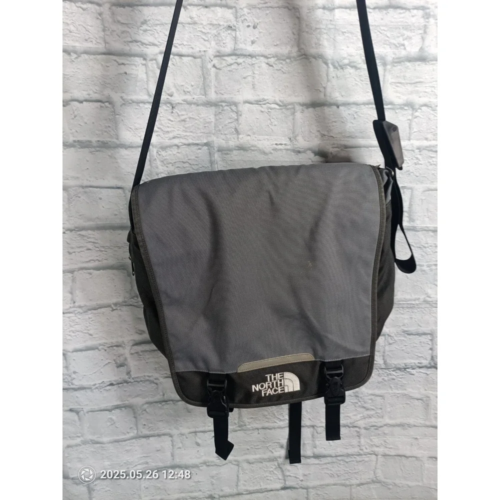 North Face Messenger Bag Gray Adjustable Strap  Clean S12